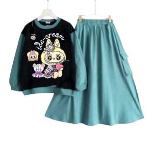 baju setelan anak perempuan gambar Labubu ice cream terbaru bahan cringkel airflow premium