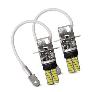Lampu Kabut Depan Mobil LED Putih 12V H3 6500K 24SMD 4014 Untuk DRL / Fog Lamp Mobil