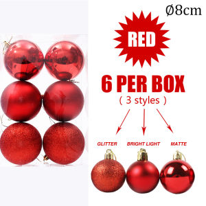 3/4/6/8CM Christmas Xmas Tree Ball Bauble Hanging Party Ornament Decoration For Home New Year Gift 24Pcs/Pack-3cm 12Pcs/Pack-4cm 10Pcs/Pack-6cm 6Pcs/Pack-8cm