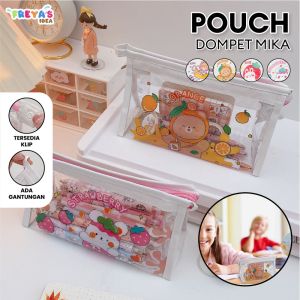 FR-A60 Tempat Pensil Transparan Motif Kartun Tas Pouch Kosmetik / Tas Kosmetik Travel Multifungsi Ala Korea Pouch Serbaguna