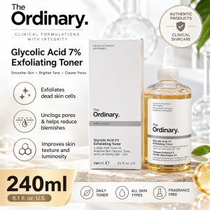 The Ordinary Glycolic Acid 7% Exfoliating Toner 240ml AHA Face Toner for Smoother Brighter Looking Skin Pore Care & Skin Texture