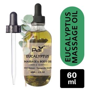 PAI Wellness Eucalyptus Massage & Body Oil - 100% Natural Therapeutic Grade - 100ML / 3.38 FL OZ - For Muscle Relief Stiff Shoulder Fatigue Relaxation