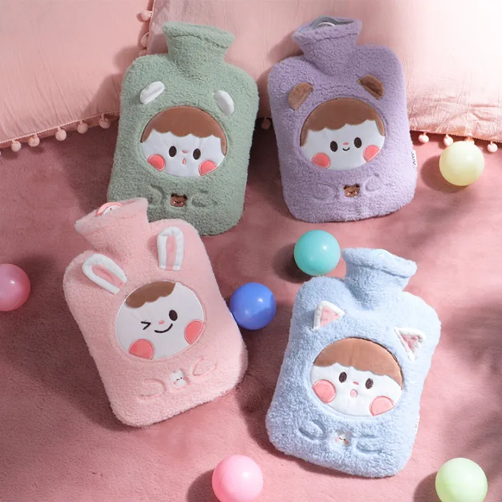 Túi chườm nóng lạnh bụng kinh đa năng 500ml - 1000ml có lớp vải nhung bên ngoài