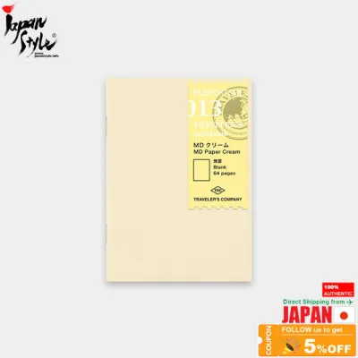 [100% Authentic] DESIGNPHIL Midori Travelers Notebook Refill Pad Passport Size MD Paper Cream Blank Unlined 013 14404006 ships from Japan