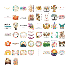 50PCS Cute Cartoon Motivational Phrase Stickers Durability Waterproof PET Material For Crafts DIY Notebook Accessories