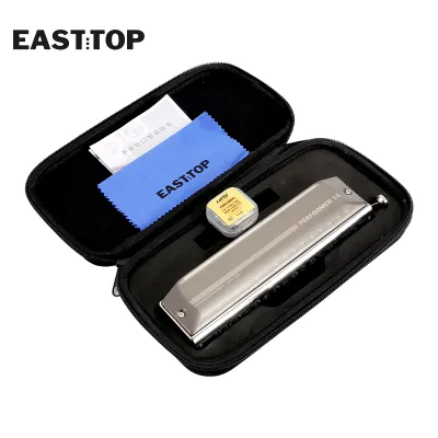 Easttop harmonica 16-hole chromatic harmonica (aluminum comb) a birthday gift for professional players beginners students and children EMP-16