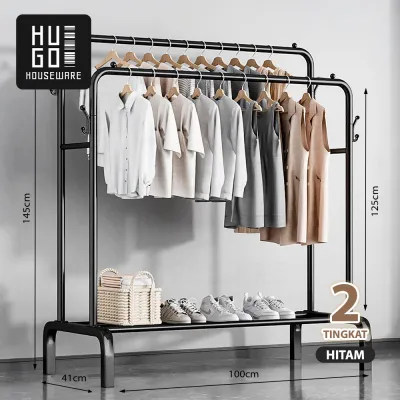 HUGO Stand Hanger Gantungan Baju Berdiri Bahan Besi Tempat Gantung Baju Gawangan Baju Rak Baju Serbaguna Premium Quality