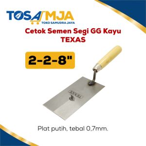 CETOK SENDOK SEMEN SEGI KOTAK PAPAK 8 inch GAGANG HANDLE KAYU Stainless Steel TUKANG MERK TEXAS