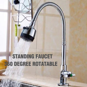 Kitchen Sink Faucet 360°Flexible Rotary Faucet Stainless Set With Spray Single Cold Water Faucet 304 stainless steel