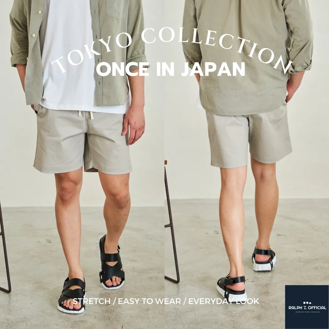 RALPH T OFFICIAL กางเกงขาสั้นผู้ชาย เอวยางยืด TOKYO RALPH T กางเกง ขาสั้น ชาย ผ้ายืด สีเบจ สีขาว สีดำ สีกรมท่า สีเทา สีเขียวเข้ม