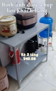 Kệ Thép V - Mã số V30.20 (D80cm x R30cm x C75cm). Gồm 2 tầng mâm. Vừa đủ Ốc-Ke-Đế lót-Thép V3x3 dày 1.5ly. Màu xám