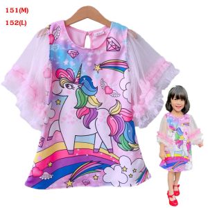 2-8 ขวบ เดรสยูนิคอร์น แขนระบาย 2 ชั้น ชุดเด็กผู้หญิง เสื้อผ้าเด็กผู้หญิง ชุดเด็ก ชุดเจ้าหญิง เดรสเด็กผู้หญิง ชุดยูนิคอร์น [151]