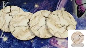 Custom 4pc Ceramic Coasters for Drinks with Your Photo Name Text Logo with Your Photo Name Text Logo Round Coasters for Coffee Table Bar Restaurant Home Office Party Wedding Gifts