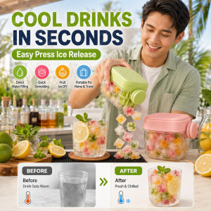 Silicone Ice Cube Tray Portable Ice Maker With Easy Press Release Straw Cup Cool Ice Grid Home Kitchen Essential