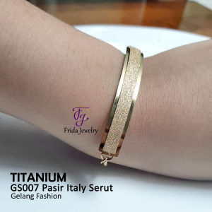 Gelang Wanita Ori Titanium Serut Pasir Italy Model Elegan Fashonable Perhiasan Fashion Import Premium Awet Anti Karat bisa dipakai sehari-hari gs007