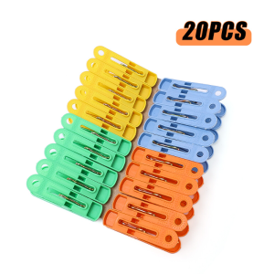 20pcs Plastic Hanger Clip Strong Windproof Spring Clip Home Socks Clothes Drying Rack Laundry Accessories