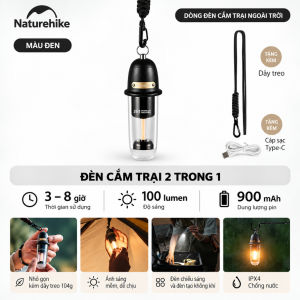 Đèn Cắm Trại Naturehike 2 Trong 1 100LM Đèn Treo Lều Mini Ánh Sáng Ấm Trắng Chống Nước IPX4 Sạc Type-C CNK2350ZM010