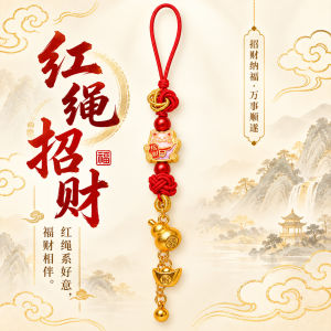 已开光 招财钥匙扣 手机链 礼物 Fortune-Taking Keychain Mobile Phone Chain Gift 招财纳福红绳钥匙扣中国结福禄元宝招财猫配饰手机链赠礼吉祥好物