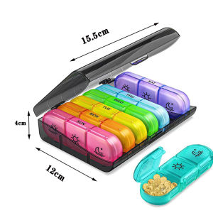 7 Day Pill Organizer 3 Times a Day 21 Compartments Moisture-Proof Pill Organizer Box Useful and Beautiful Storage Box