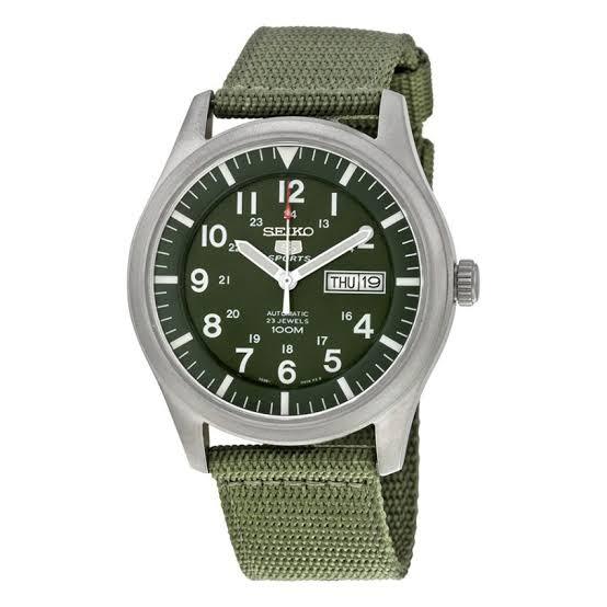 Seiko Sports SNZG09K1 Automatic Green Military Jam Tangan Pria