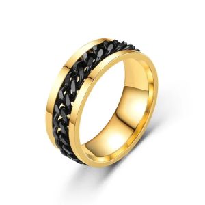 Cincin rantai titanium chain ring  warna gold silver hitam untuk cowok pria wanita couple stylish aesthetic estetik simple fashion y2k starboy keren