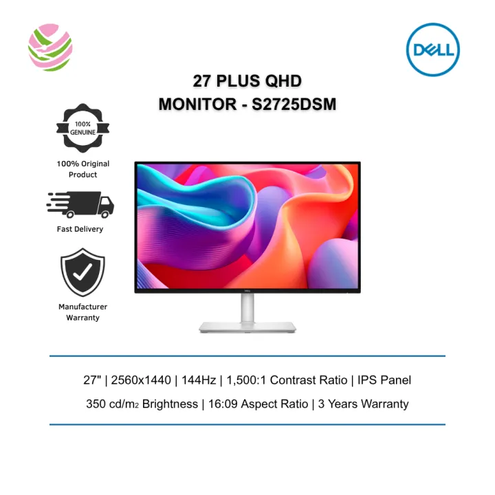 Dell 27 Plus QHD Monitor - S2725DSM (2560x1440/ 144Hz/ IPS/ VESA/ HDMI/ DP/ 3yrs) DL-210-BSQL