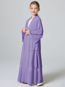 kebaya Middle East Dress Abaya Childrens Three-Layer Chiffon Loose Casual   Coat Long Skirt  MSL132