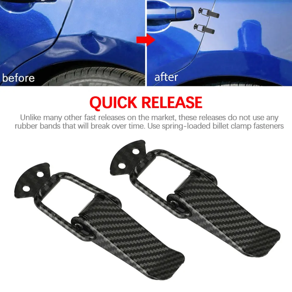 Car Trunk Bumper Quick Release Hook Lock Clips Kit Carbon Fiber