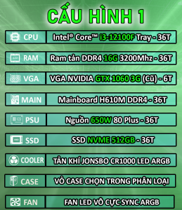 PC Gaming i3 12100f / RTX 3060 / ram 32G / SSD 512G Case Gaming Máy tính cây chơi game Giá rẻ nhất