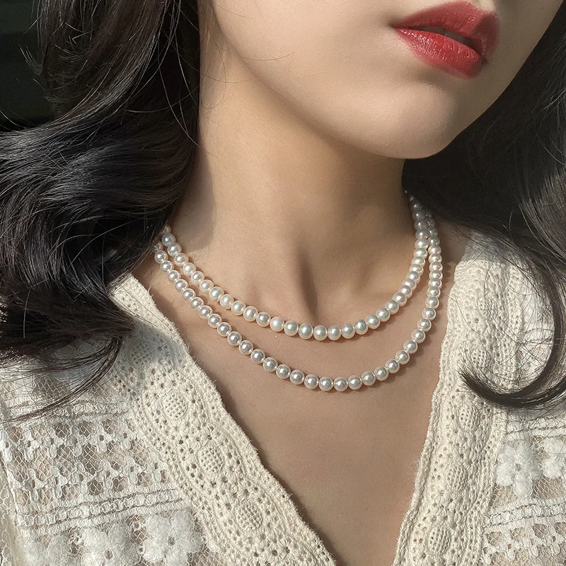 Elegant White Imitation Pearl Choker Necklace for Women Girls Boho