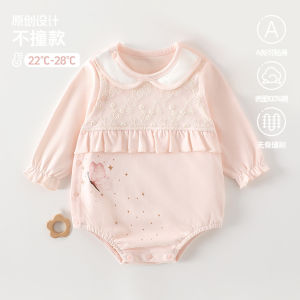 Pure cotton baby romper a Lace-like collar newborn jumpsuit for small-month-old babies spring outing clothing