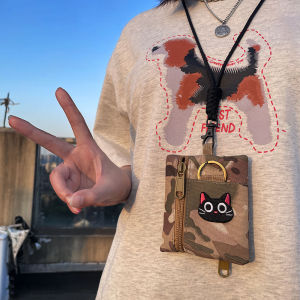 Cute Cat Outdoor Mini Portable EDC Gadgets Molle Pouch Key Wallet Travel Purses Hiking Waist Wallet Tactical Zipper Belt Bag