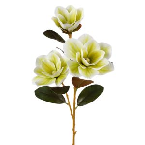 OEUVR Artificial Magnolia Artificial Orchid Flower Branch Real Touch with Leaves Fake Orchid Flowers Flower Arrangement Handmade Faux Flowers Home Office Decor