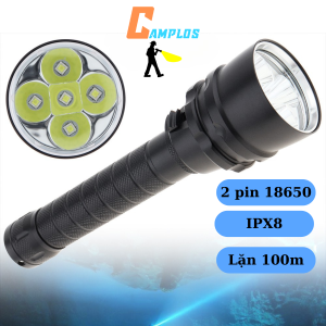 Đèn pin lặn biển 2000 lumen đèn bin cầm tay siêu sáng 5 led XML2 2 pin 18650 1 chế độ sáng vỏ nhôm chống nước