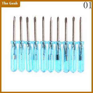 [The Gesh] 10pcs พลาสติกมือจับ Stubby MINI Pocket CROSS Flathead ไขควงเครื่องมือ