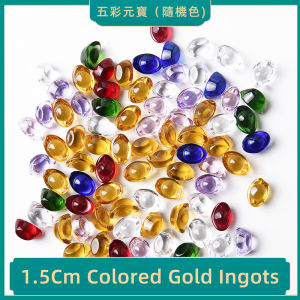 feng shui 彩色元宝 金锭 1Pc 七彩琉璃金元宝 风水 招财水晶元宝 招财进宝 黄水晶摆件 聚宝盆 开业礼品家居装饰 吉祥如意招财家居风水摆件