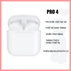 (SIÊU PHẨM) Tai Nghe Bluetooth Pro 4 Hàng Mới 100% Không Dây Chống Rối Gọn Nhẹ Dễ Sử Dụng