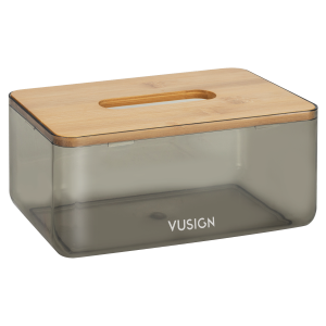 Vusign Tissue Box / Kotak Tissue Transparan Kayu Tempat Tisu Minimalis Bambu Alas Anti Slip VS469 VS47X-BR