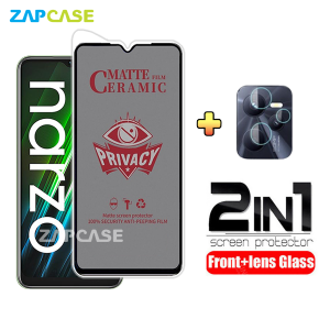PAKET 2in1 Anti Gores Layar Privacy Realme Narzo 50A Prime Free Tempered Glass Camera Lens