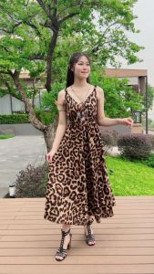 เดรส เดรสสายเดี่ยว (ลายเสือ) เดรสยาว เดรสยาวแฟชั่น เดรสโบฮีเมี่ยน ยิบซี ทำจากผ้าสปันใส่เย็น มีน้ำหนัก ทิ้งตัว ขนาดฟรีไซด์ อก 32-38 ยาว4ุ6-49 นิ้วสะโพกฟรีไซด์ เอวยางยืดรอบหลายเส้น ใส่แล้วผอม