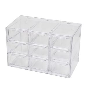 JIANZ Large Capacity Storage Box Stackable 6/9/12 Grids Disposable Contact Lens Dispenser Multi-purpose Drawer Type Makeup Display Container Stationary