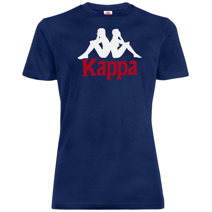 เสื้อยืดผู้หญิง KAPPA AUTHENTIC DUGHEYS Blue Ocean - White - Red Chily ...