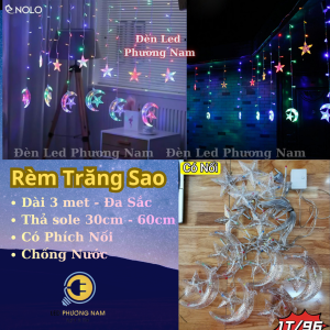 Dây Đèn Led Trang Trí Bóng Hình Mặt Trăng Ngôi Sao Độc Đáo