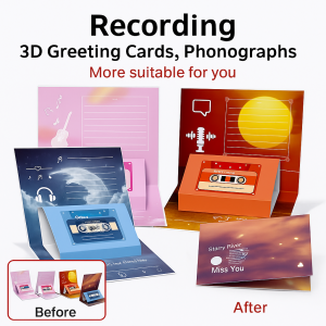 Phonograph Three-dimensional Unique Three-dimensional Greeting Card Personalized Warm Tone Visual Impact