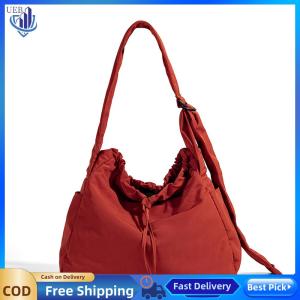 [Ueb Wholesale Center]Nylon Shoulder Bag Casual Drawstring Bag Large Crossbody Bag for Women Work Shopping Travel