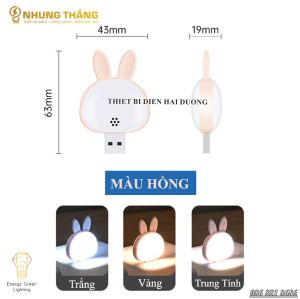 Đèn Ngủ Tai Thỏ Mini Dễ Thương MZ-5091 - ĐIều Khiển Bằng Giọng Nói Tiếng Anh - Chân Cắm USB - Đổi Màu - Chỉnh Độ Sáng - CÓ VIDEO