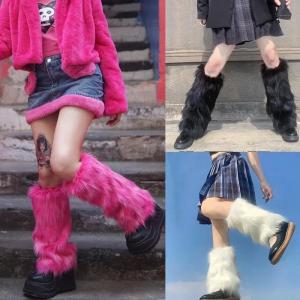 Shibuya Hottie Faux Fur Multicolour Legwarmers Jk Boots Socks Girls Boot Cover Harajuku Fur Winter Spice Foot Warming Cover H260729