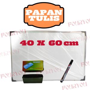Papan Tulis ( White Board ) ukuran 40 x 60 Papan Tebal + Free Penghapus & Spidol Murah BISA COD!