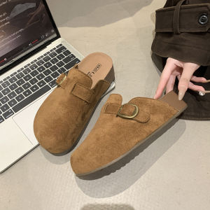 Free Shipping Thick-Soled Height-Increasing Solid-Color Slip-On Sandals For Women New Autumn Style Easy-To-Wear Casual Sandals