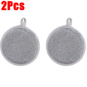 20Pcs Double Side Dishwashing Sponge / Multifuctional Round Silver Wire Cleaning Sponge Wipe / Non Scratch Magic Sponge for Kitchen Sinks Dishes Stove Tops